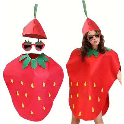 Leuk aardbeien rollenspelkostuum voor volwassenen Adult size rood