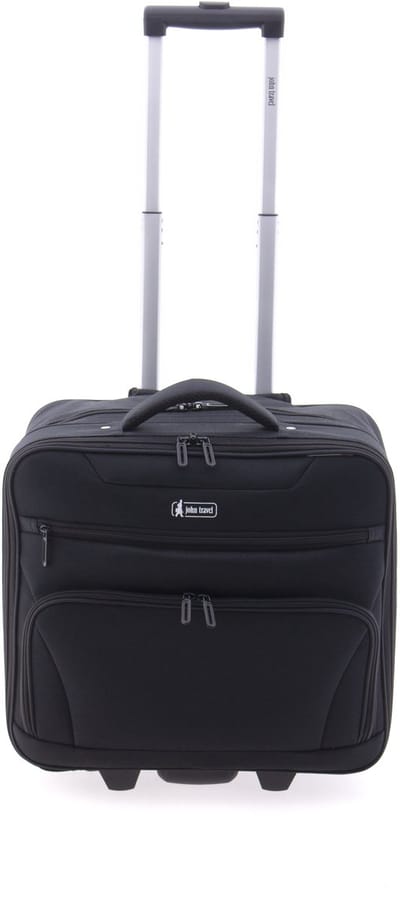 John Travel Explorer Handbagage Trolley - Laptoptrolley - Pilotcase - 45x40x20 cm - 27 liter - TSA slot - Zwart