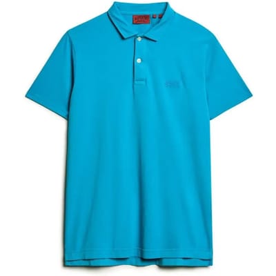 Polo Shirt Korte Mouw Superdry Polo Essential Logo Neon bleu slim