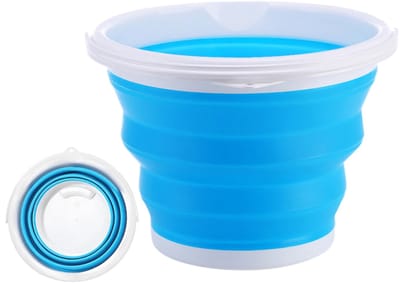 Dailygoods - Opvouwbare Emmer - Vouwemmer - Hittebestendig en milieuvriendelijk - Blauw - Campingemmer - 10 liter - Voor buitengebruik