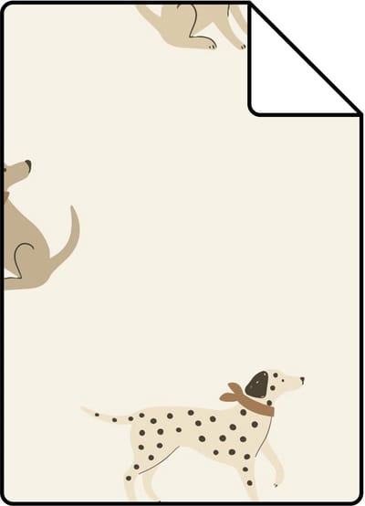 Proefstaal ESTAhome behang honden wit en beige - 26.5 x 21 cm - 131378-S