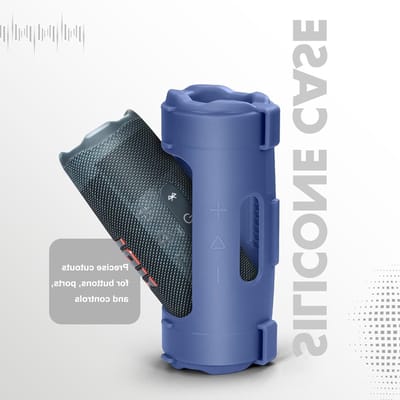 Zachte silicone hoes voor JBL Flip 7 draagbare luidspreker, met schouderriem en fietshouder - Blauw, bescherming, stijl en functionaliteit