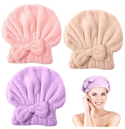 Allecto - Haarhanddoek wrap - Snel drogende haarhanddoek - Super absorberend - 3 stuks - Anti-kroes haar - Ideaal voor vrouwen en meisjes