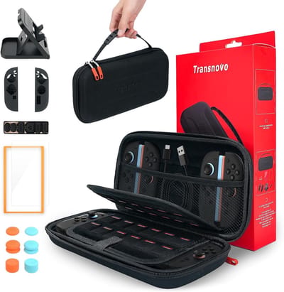 Transnovo 18-delige set geschikt voor Nintendo Switch 2 | Switch-games accessoires | beschermhoesje / hard cover hoes case voor de Nintendo Switch consoles & joy con | incl. screen protector , controller grips , docking houder , dust plugs & meer