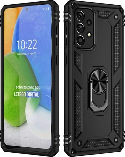 Hoesje Geschikt Voor Samsung Galaxy A73 5G Hoesje Armor Anti-shock Backcover Zwart - Galaxy A73 5G - A73 5G Backcover kickstand Ring houder cover TPU backcover oTronica