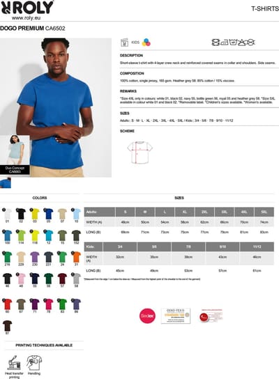 10 Pack Roly Dogo Heren T-Shirt 100% katoen Ronde hals Konings Blauw, Maat L