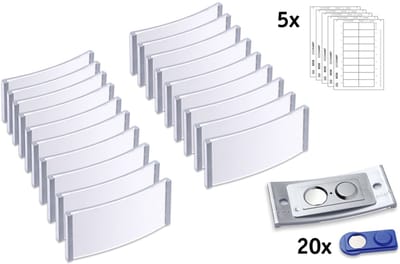 Avery Zweckform POL30MA66-20DR Naambordjes 70 x 30 mm, roestvrijstalen look, magnetisch, 18 bordjes