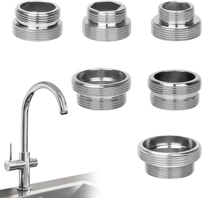 Kraanadapter Set - Slangkoppeling - Wateraansluiting Maken - 6-delig Universeel - 16mm tot 28mm - Metaal