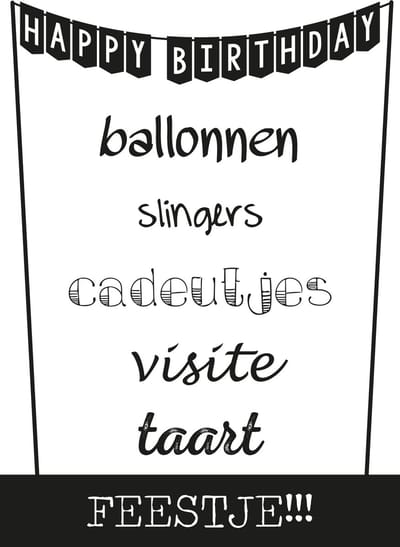 Uitnodiging feestje | Slingers - Uitnodigingskaarten - wenskaarten | 10 stuks incl. envelop
