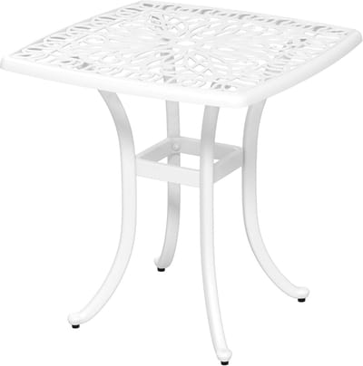 Tuintafel Vierkant - Buiten Bijzettafel - Ontspannen Buiten - Gegoten Aluminium Frame - 53x53x53 cm - Wit