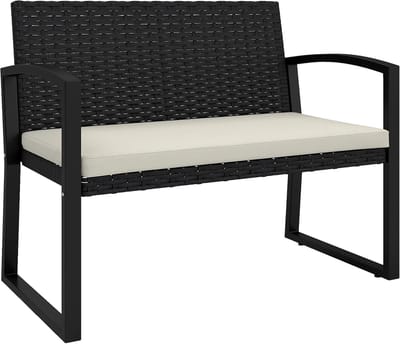 Tuinbank Rotan - Tweezitsbank Buiten - Ontspannen Buiten Zitten - Gegalevaniseerd Stalen Frame - 103 x 58 x 78 cm