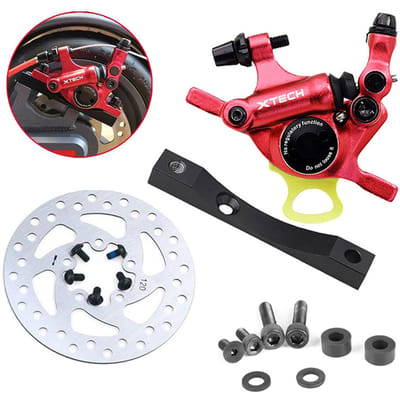 Hydraulische schijfremklauw met adapter en 120 mm schijfrotor voor Xiaomi M365 Pro elektrische scooter rood