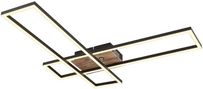 Plafondlamp eetkamerlamp woonkamerlamp slaapkamerlamp keukenlamp, metaal zwart aluminium MDF houtlook, verplaatsbaar, LED 30W 1370Lm 3000K warm wit, L 80 cm