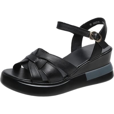 Zomer Dames Sandalen Mode Hoge Hakken Open Teen Sandalen Gesp Casual Schoenen Dames Ronde Neus Wedge Dames Schoenen 40