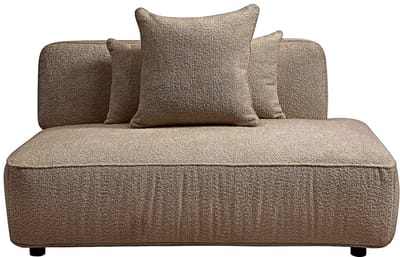Vente-unique Chaise longue rechts in taupe boucléstof LELACO