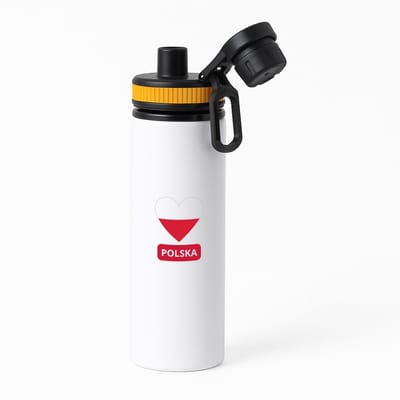 Hacebo® - Polska vlag hartje waterfles met draaidop oranje - Polen - reizigers - toerist - verjaardagscadeau - souvenir - vakantie - kado - water fles - 850ML