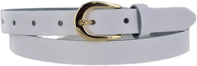 Smalle Dames Riem | Kleur: Wit | 2cm breed | Leren Dames Riem | Riemmaat: 85cm (totale lengte: 100cm) | 100% echt leer | Nikkelvrije gesp | Gouden gesp