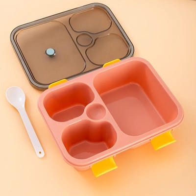 Boîte Repas Style Japonais Plastique de Qualité Alimentaire Micro-Ondable Adulte Compartiment Boîte à Lunch avec Couverts Récipients Alimentaires Portables red