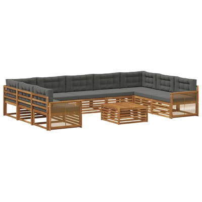 vidaXL - Buiten - bank - set - 10 - st - Natuurlijk - en - Antraciet