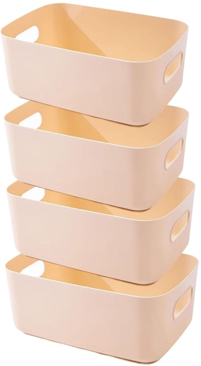Dailygoods- Opbergdoos Hoogwaardig Kunststof - Opbergmand met Handgrepen - Set van 3 Maten - 30x20x12 cm - 25x18x10 cm - 20x15x7 cm - Duurzaam en Kleurrijk