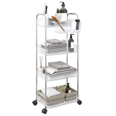 vidaXL - Opbergtrolley - 4-laags - 37x28x95 - cm - acryl - transparant
