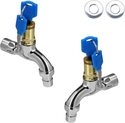 Set van 2 Tuinkranen met Slot - Waterkraan van Zinklegering voor Tuinirrigatie en Auto wassen, Buiten gebruik