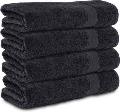 Komfortec handdoeken – Set van 4 - Badhanddoek 70x140 cm - 100% Katoen – Zwart