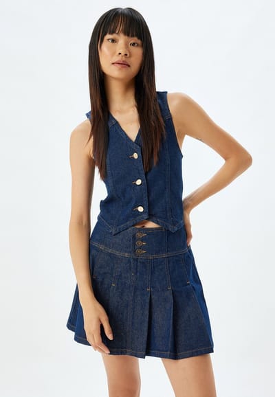 V-kraag Denim Weste