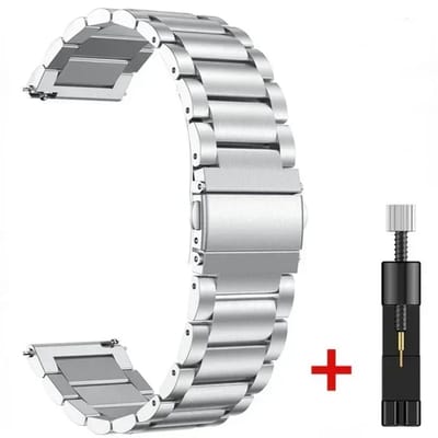 DrPhone ELITE - 22MM Metalen RVS Horlogeband - Perfecte Pasvorm - Inclusief aanpaskit - Universeel - Zilver