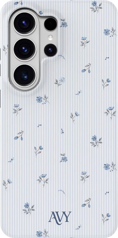 AVY Hoesje geschikt voor Samsung Galaxy S26 Ultra | Sky Blossom | Bloemen | Blauw | Hard Shell Back Cover | Compatibel met MagSafe & Qi2