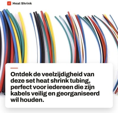 Dailygoods - Heat Shrink Tubing - Kabels beschermen - 70Pcs Assortiment - Verschillende kleuren - Flexibel en duurzaam - Voor elektrische toepassingen
