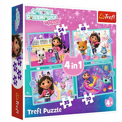 Gabby's Poppenhuis Puzzels 4-in-1: Grote Avontuur Gabby (207 Stuks)
