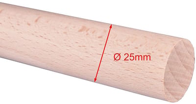Ronde Houten Staven Beuk 1 Meter Lengte Leverbaar in Verschillende Diameters