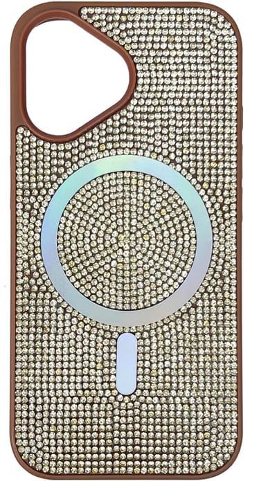 Casemania Hoesje Geschikt voor Apple iPhone 17 - Bruin - Diamant Glitter Backcover Geschikt voor MagSafe - Draadloos Oplaadbare Telefoonhoesje
