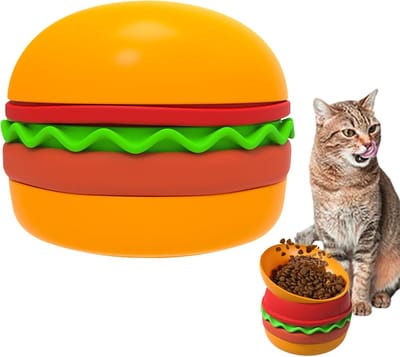 Langzame voederbak Hond - Hondenvoerbak Antislip - Gezond Eten Bevorderen - 5-in-1 Hamburger Design - 16 x 12 cm - Oranje