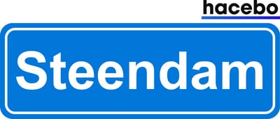 Hacebo - Plaatsnaam Sticker - 29x10 CM - Steendam sticker - Verkeersborden sticker - grappige cadeaus - Steendam