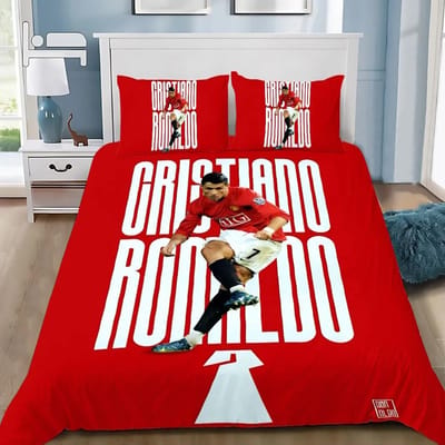 3D NIEUW Dekbedovertrek Kussensloop Beddengoedset Voetbal CR7 R-Ronaldos Volwassen Jongen Meisje Slaapkamerdecoratie Kinderen Enkel Dubbel Groot 135x200cm 2pcs