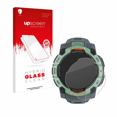 upscreen - Screenprotector voor Garmin Instinct 3 AMOLED / Solar (45 mm) - Folie Beschermfolie Beschermglas transparant