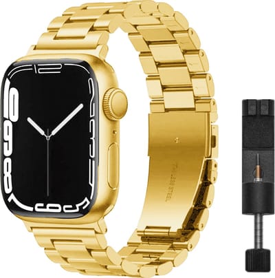 MY PROTECT - Luxe Metalen Bandje - Geschikt Voor Apple Watch Bandje - Series 1/2/3/4/5/6/7/8/9/10/SE - 38mm - 40mm - 41mm - 42mm - Goud