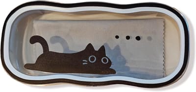 Zwarte Kat Patroon Bril Etui met Doorzichtig Deksel, Harde Kunststof Opbergdoos voor Brillen, Inclusief Schoonmaakdoekje, Perfect Cadeau voor Vrouwen en Kinderen