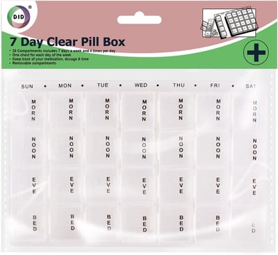 DID Medicijnen doos/pillendoos - 28-vaks - wit - 17 cm - Geneesmiddelen bewaarbox