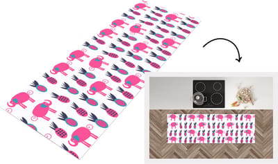 Keukenloper - Loper keuken - Ananas - Olifant - Design - 150x50 cm - Keukenloper vinyl