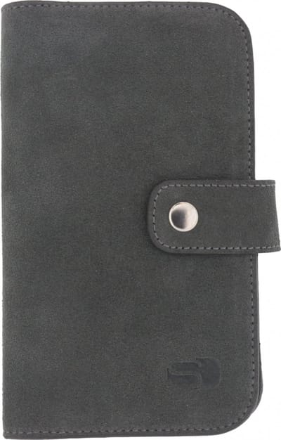 Hoesje - Senza - Slide Serie - Echt Leer Bookcase - Grijs - Hoesje Geschikt Voor