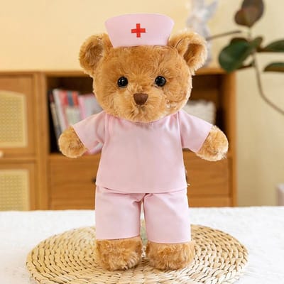 Creatieve witte jas beer pop dokter verpleegster uniform beer pluche speelgoed eenheid activiteit cadeau 30cm