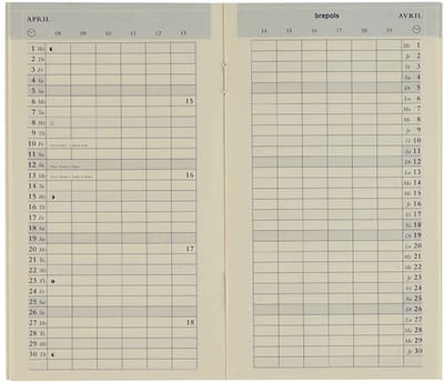 Brepols agenda vulling 2026 - PLAN-O-RAMA [0.604] - VULLING - 1 maand op 2 pagina's - Maandoverzicht - Navulling - 9.2 x 16 cm