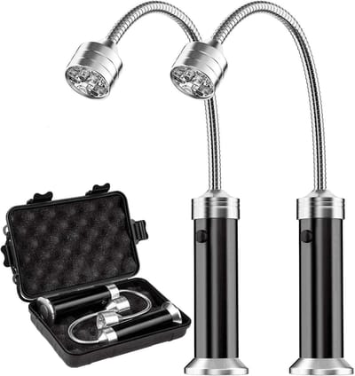 Barbecuelamp, magnetische grilllamp, BBQ-lichtset, outdoor barbecue-accessoires, werkt op batterijen, 360 graden draaihoek, 2 stuks, zwart