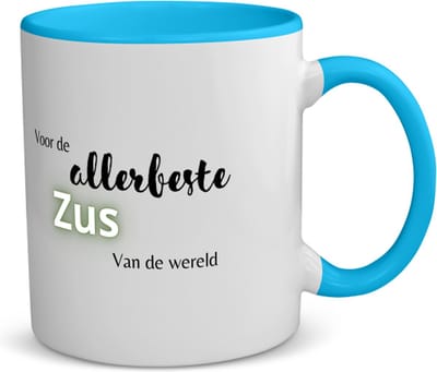 Akyol - voor de allerbeste zus van de wereld koffiemok - theemok - blauw - Zus - de beste zus - verjaardagscadeau - verjaardag - cadeau - cadeautje voor zus - zus artikelen - kado - geschenk - gift - 350 ML inhoud