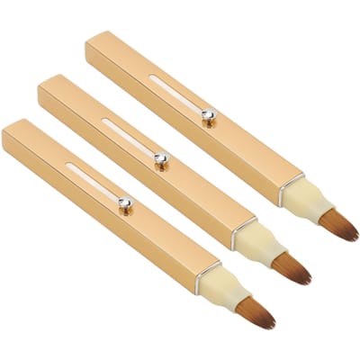 3 stuks Goud Intrekbare Lipborstel Draagbaar Zacht Haar Dubbelzijdig Concealer Lip Make-up Borstel Cosmetisch beige