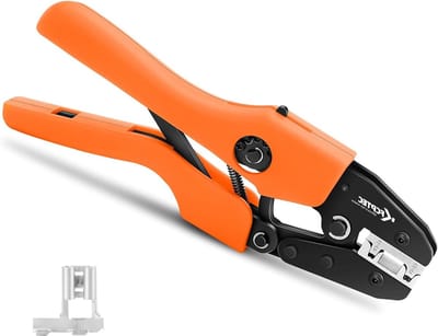 Krimptang - Vlagstekker tang - Elektrische verbindingen - Verstelbare krimphoogte - 22-14 AWG - Oranje