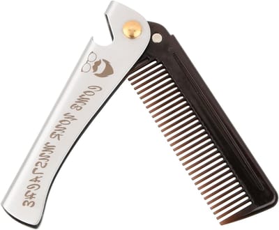 Vouwbare Baardkam van Roestvrij Staal voor Mannen - Compacte Kam voor Thuis en Salon Styling